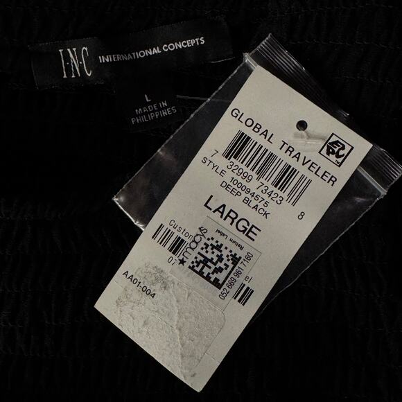 INC Large Smocked Top Sleeveless Stretch Round Neck Keyhole Pullover Black New - Picture 7 of 8